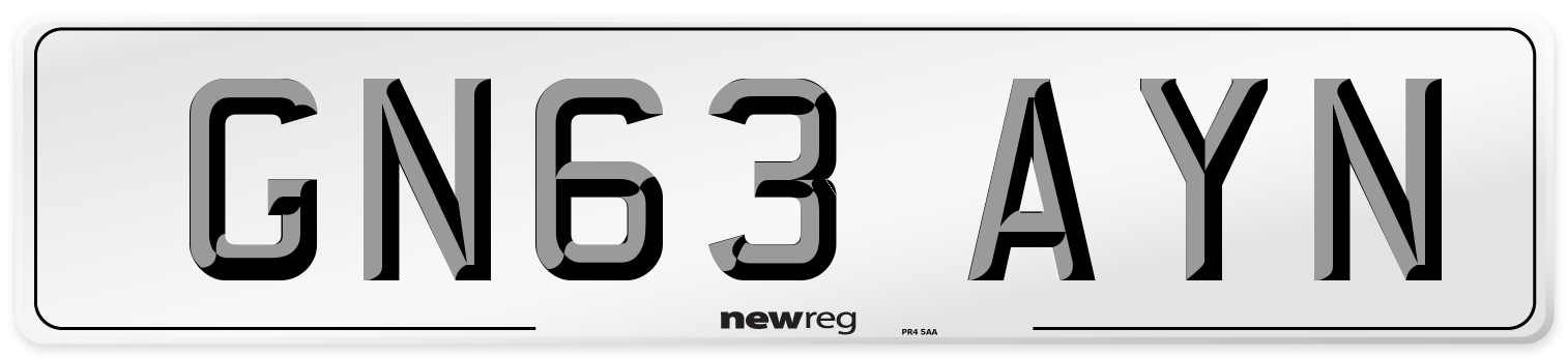 GN63 AYN Number Plate from New Reg